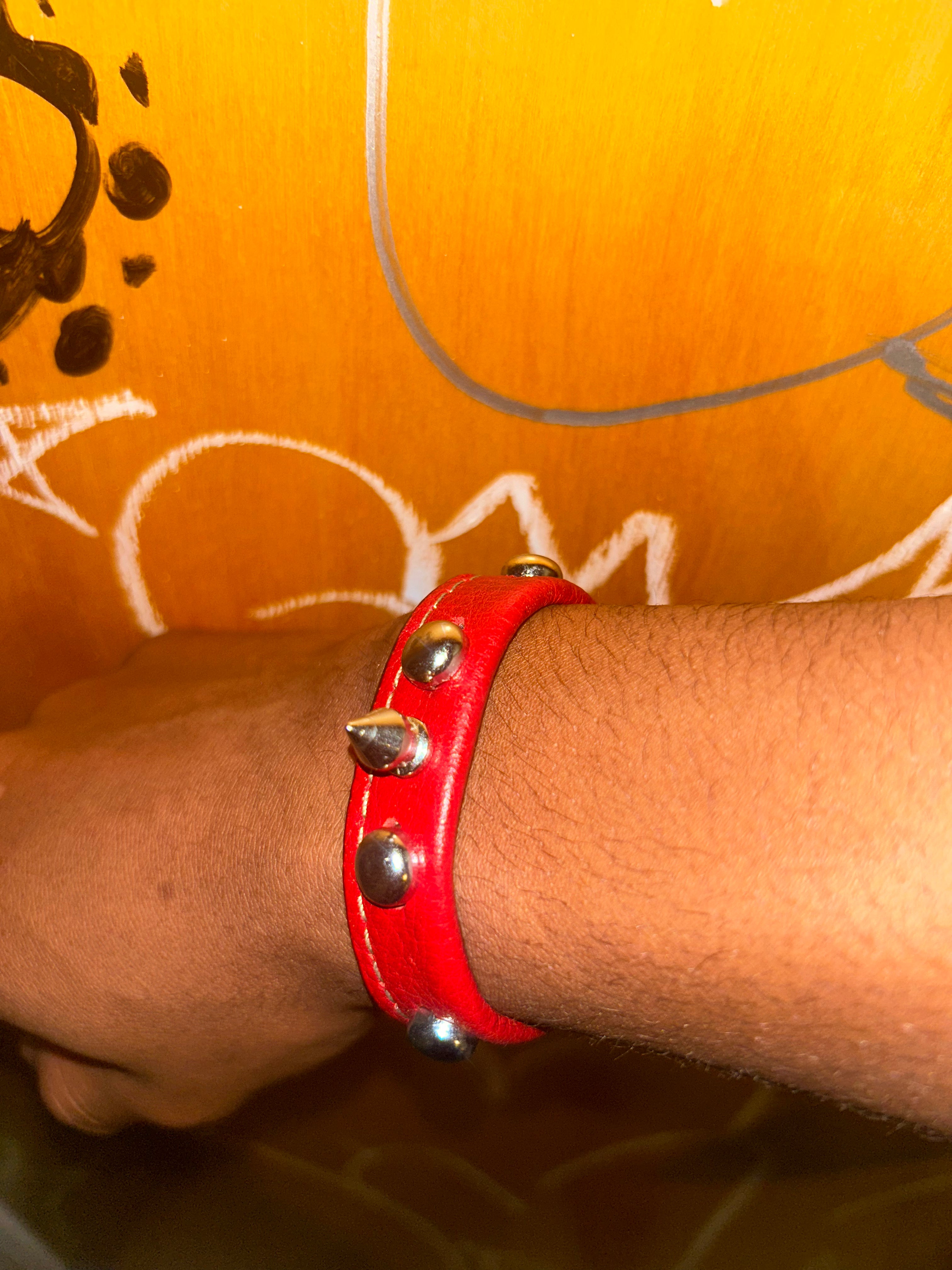 Skinny red leather bracelet