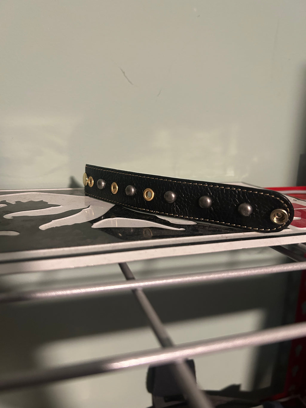 Black and gold leather