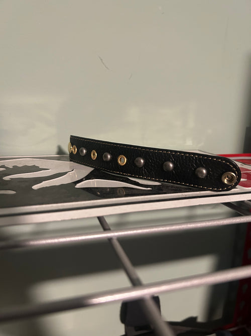Black and gold leather