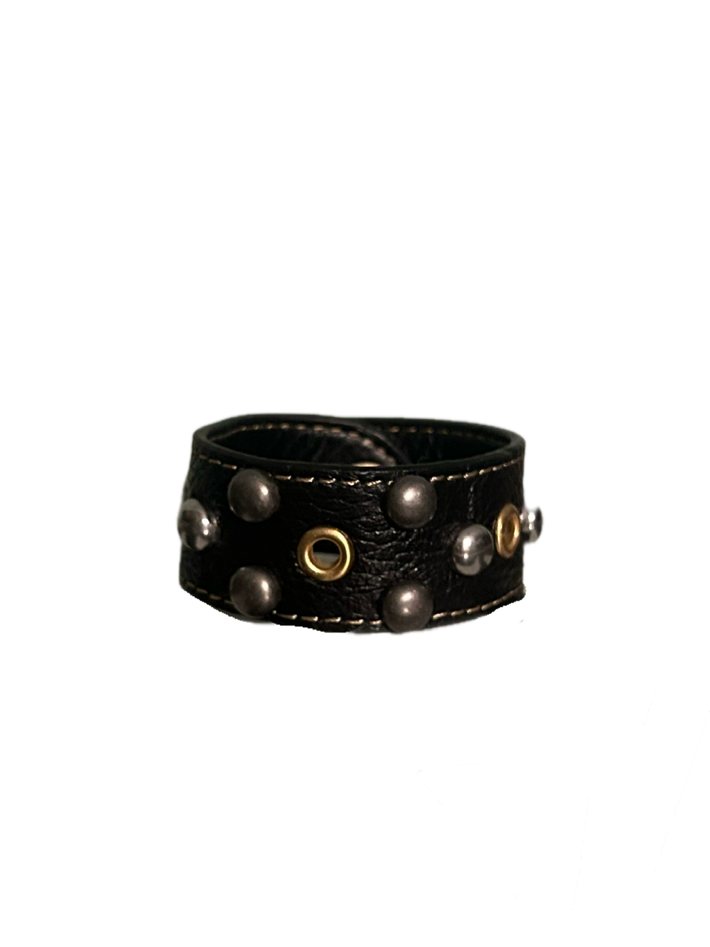 Black and gold leather