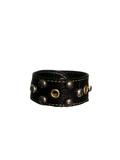 Black and gold leather