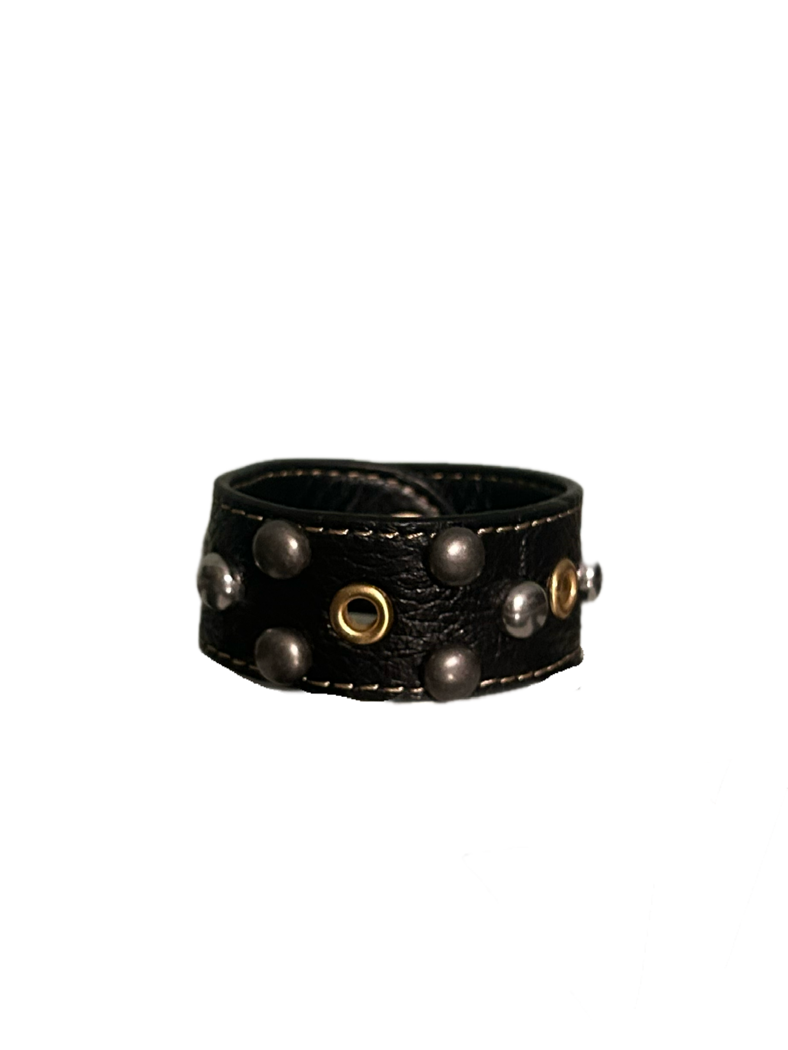 Black and gold leather