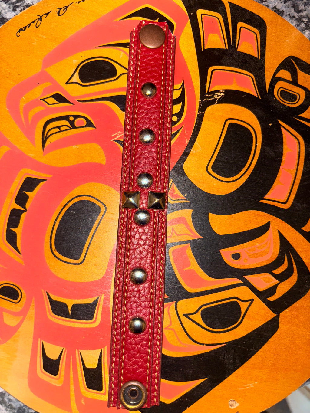 Red leather bracelet