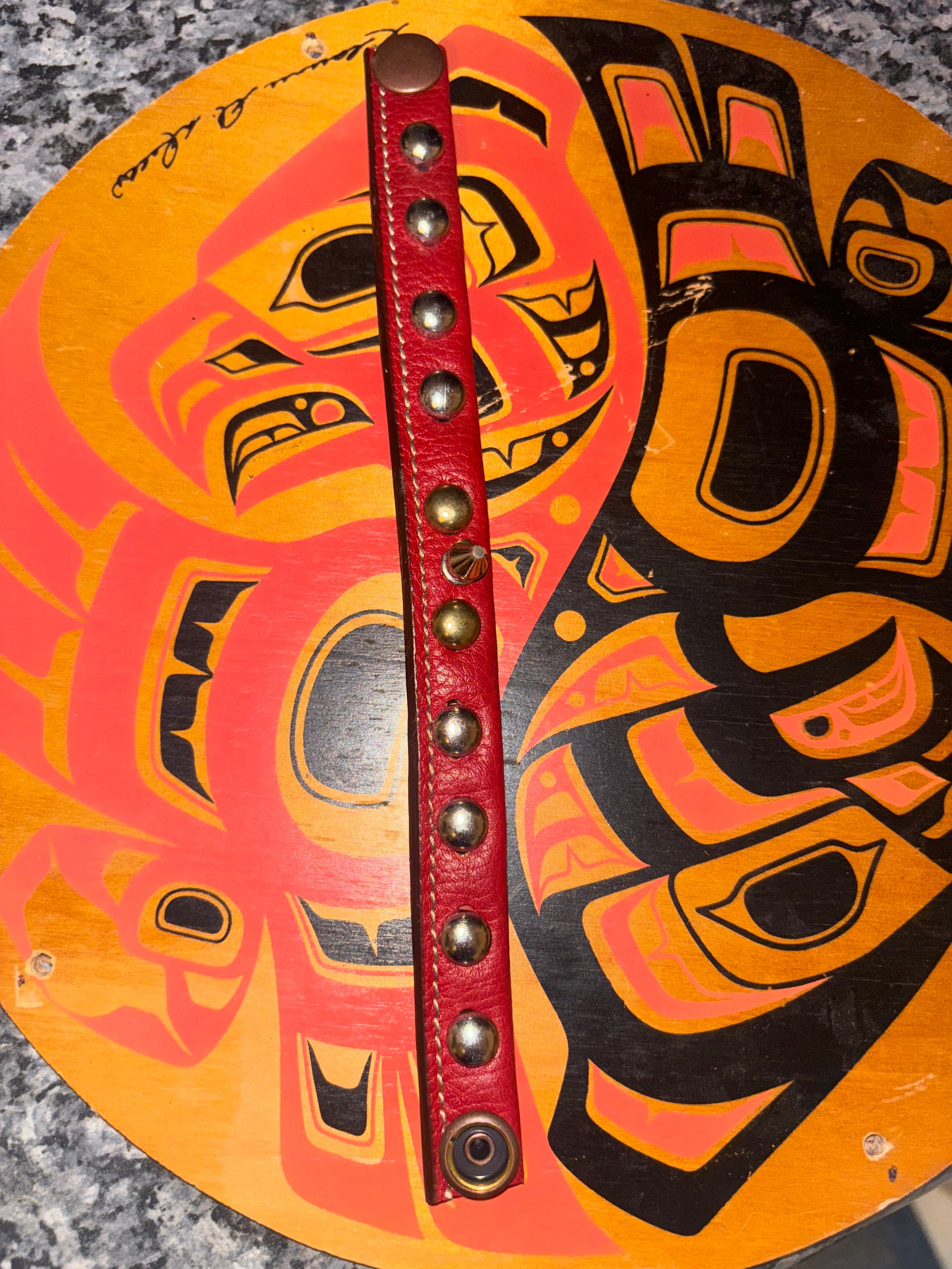 Skinny red leather bracelet